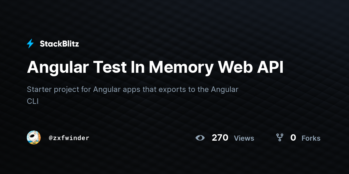 Angular Test In Memory Web API - StackBlitz