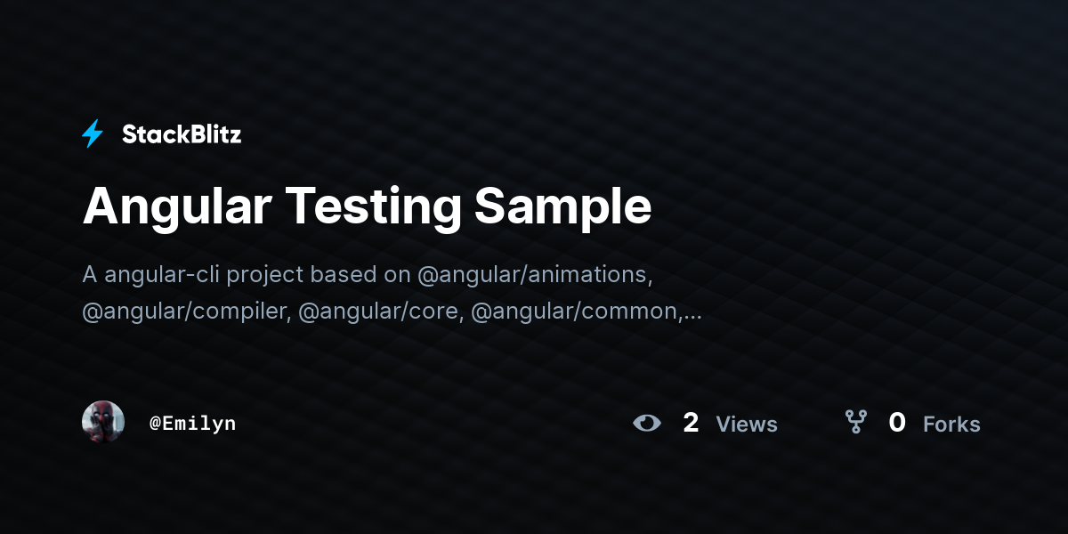 Angular Testing Sample - StackBlitz