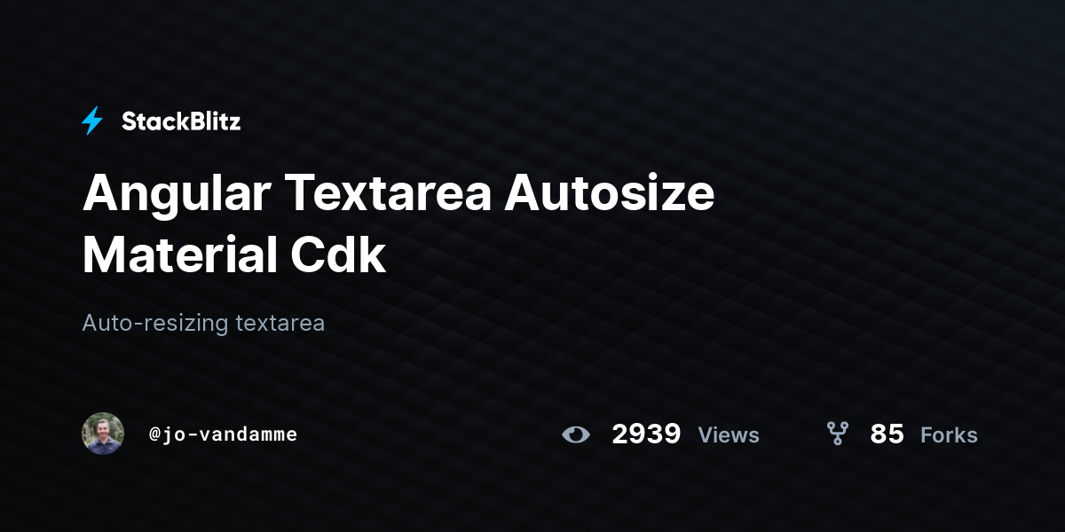 Angular Textarea Autosize Material Cdk - StackBlitz