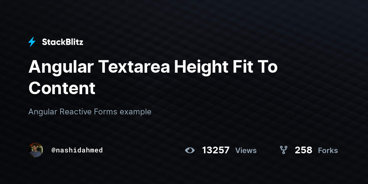 Angular Textarea Height Fit To Content - StackBlitz