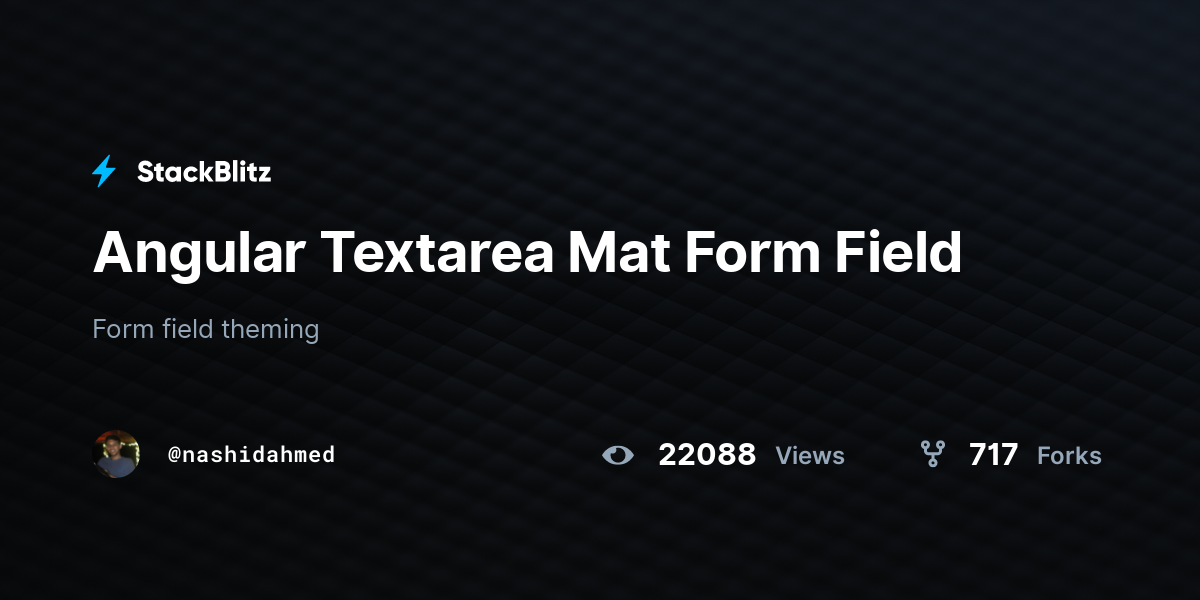 Angular Textarea Mat Form Field StackBlitz