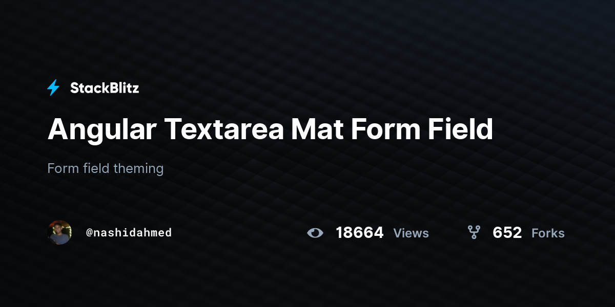 Angular Textarea Mat Form Field - StackBlitz