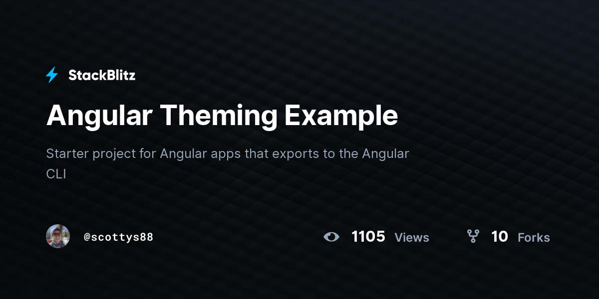 Angular Theming Example - StackBlitz