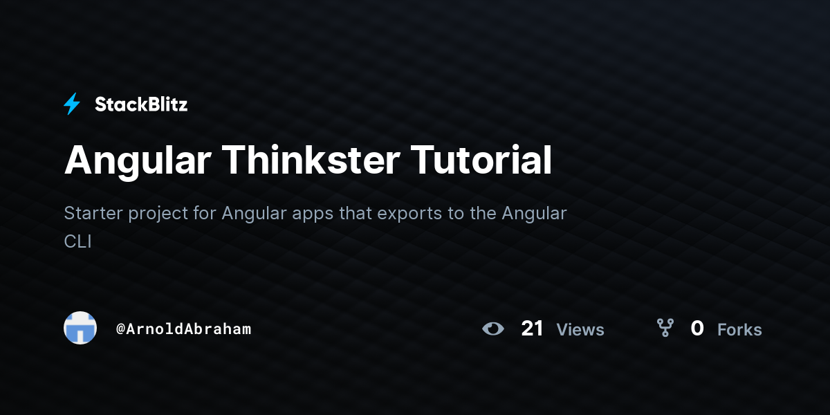 Angular Thinkster Tutorial - StackBlitz