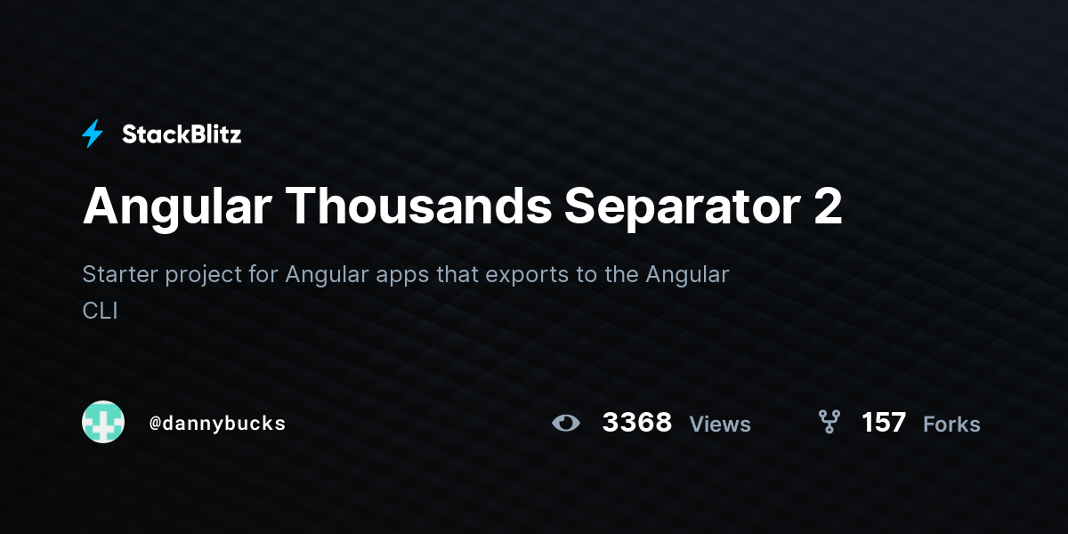 Angular Thousands Separator 2 - StackBlitz