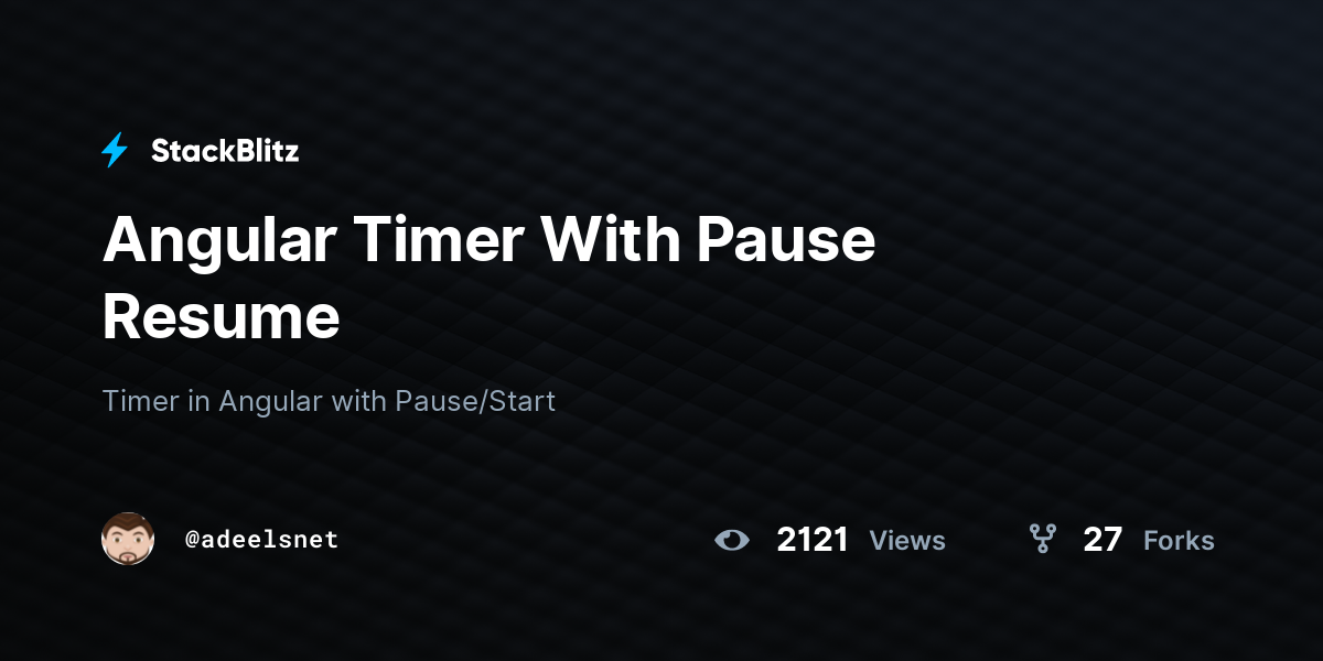 Angular Timer With Pause Resume - StackBlitz