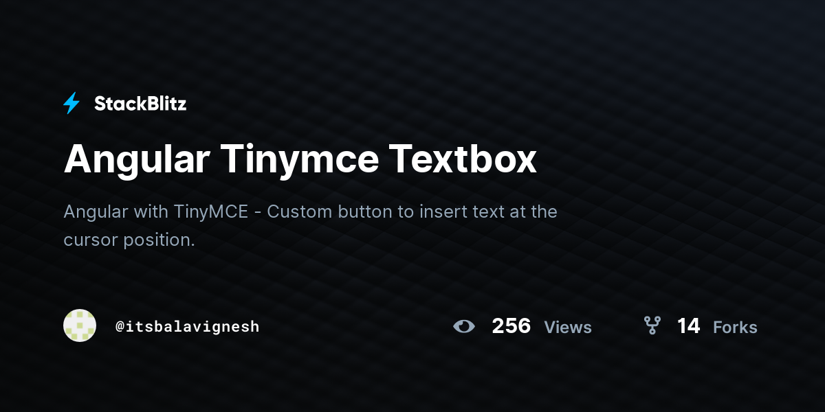 Angular Tinymce Textbox - StackBlitz