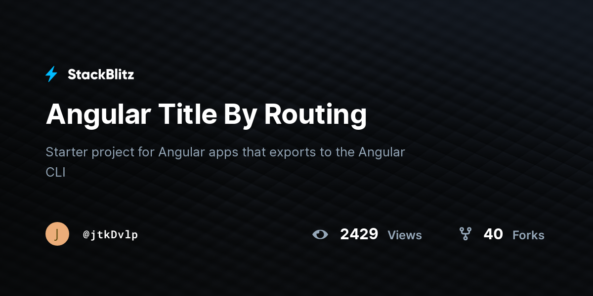 Angular Title By Routing - StackBlitz