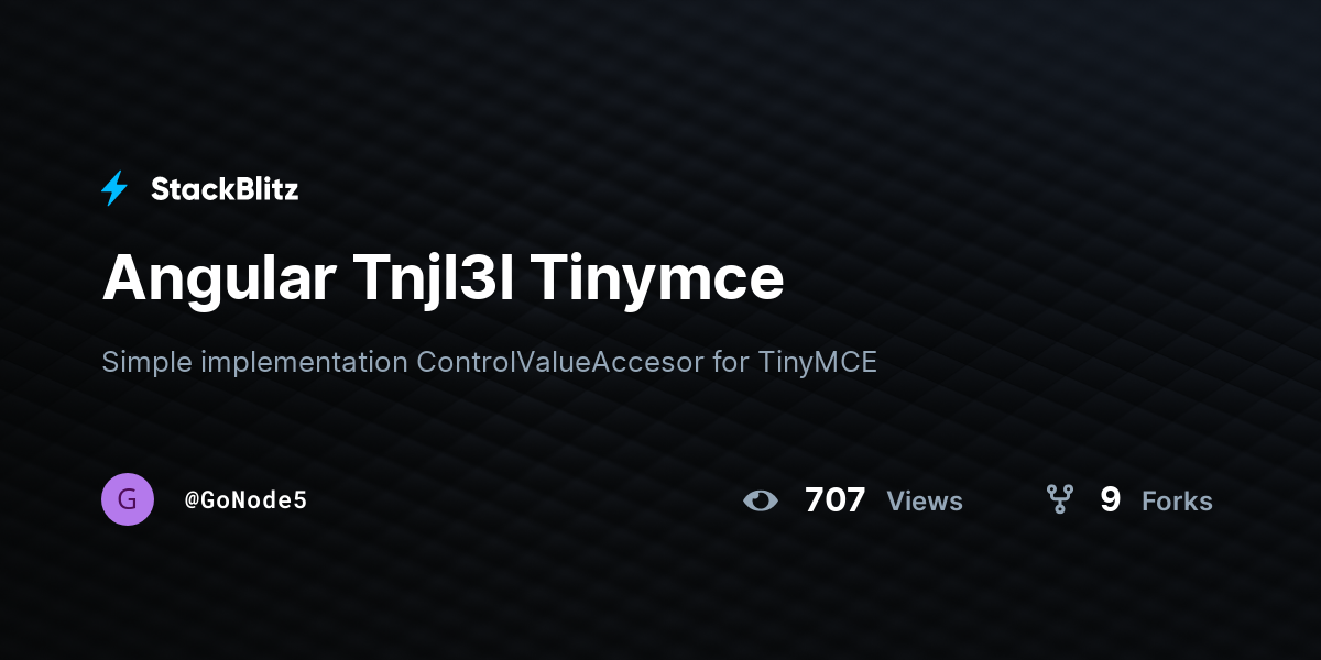 Angular Tnjl3l Tinymce - StackBlitz