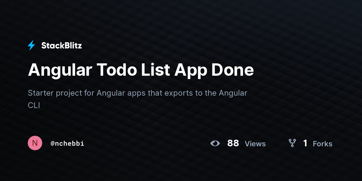 Angular Todo List App Done - StackBlitz