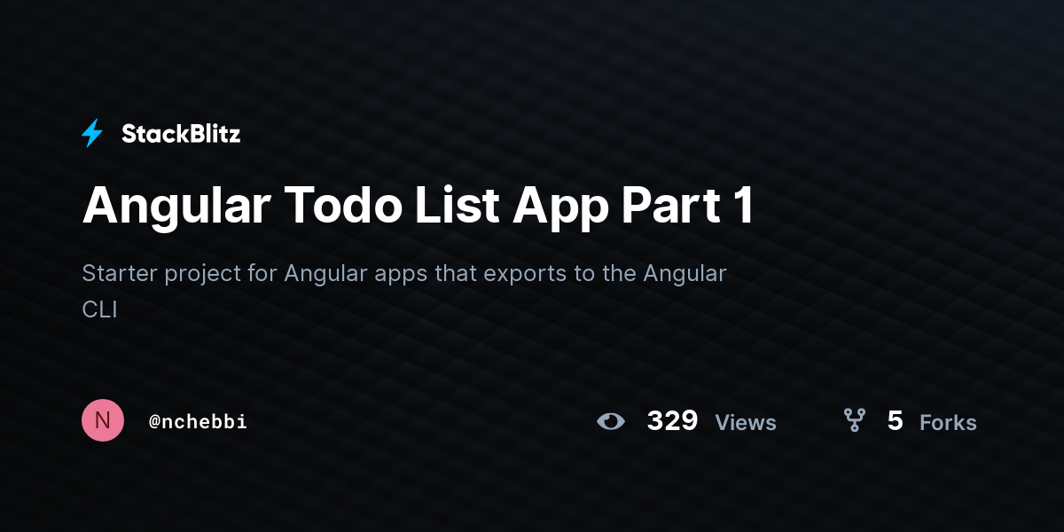 Angular Todo List App Part 1 - StackBlitz