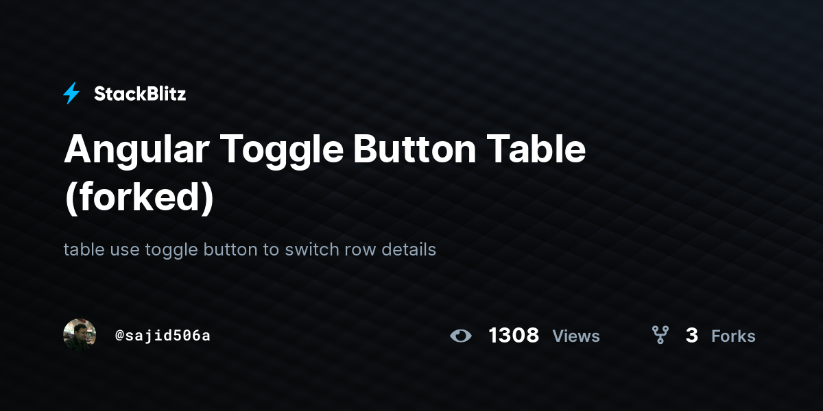 Angular Toggle Button Table (forked) - StackBlitz