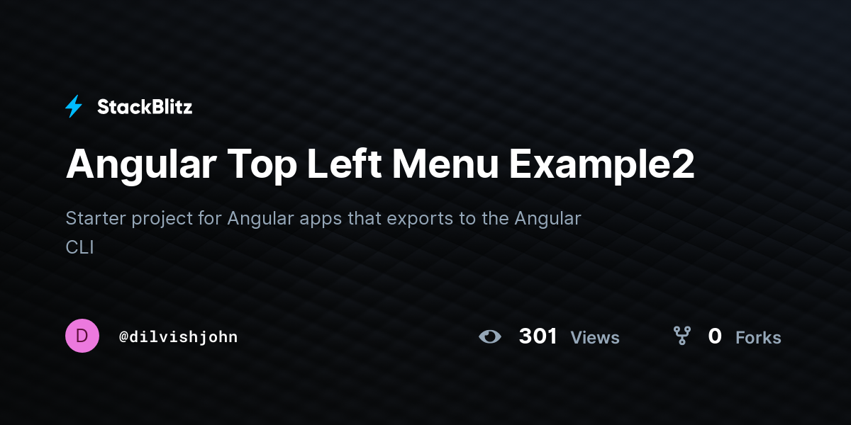Angular Top Left Menu Example2 - StackBlitz