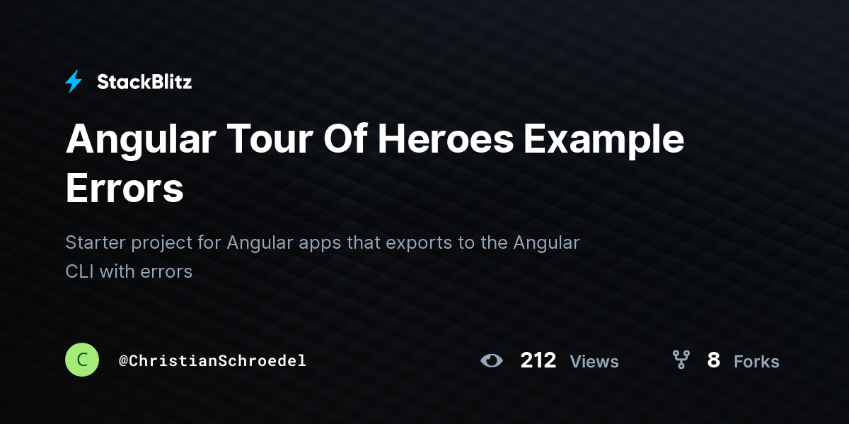 Angular Tour Of Heroes Example Errors - StackBlitz