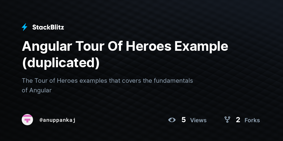 Angular Tour Of Heroes Example (duplicated) - StackBlitz