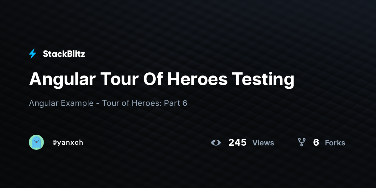 Angular Tour Of Heroes Testing - StackBlitz