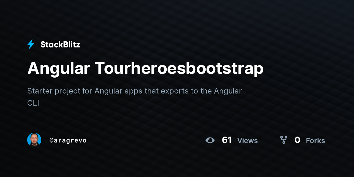 Angular Tourheroesbootstrap - StackBlitz
