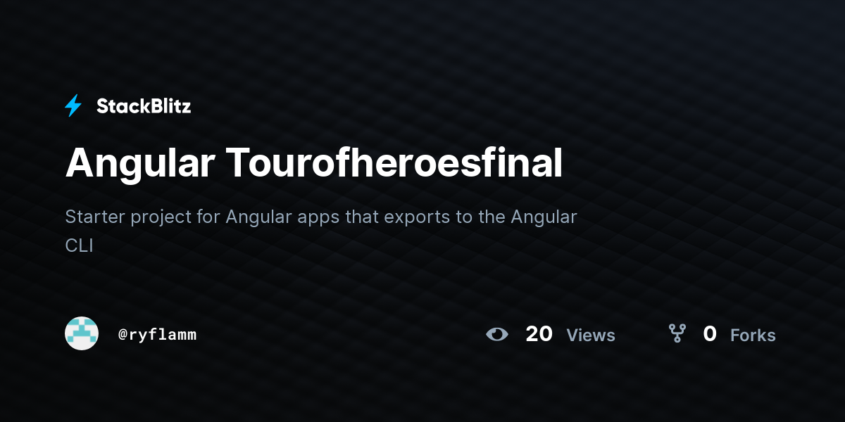 Angular Tourofheroesfinal Stackblitz