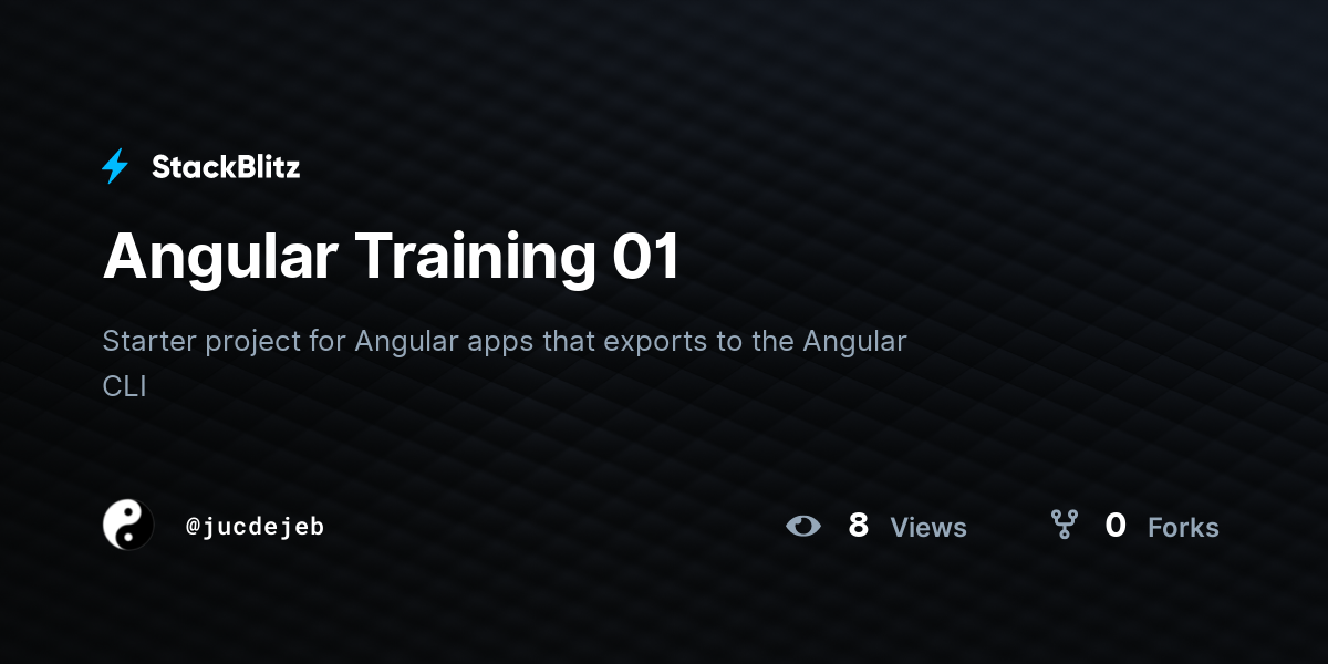 Angular Training 01 - StackBlitz