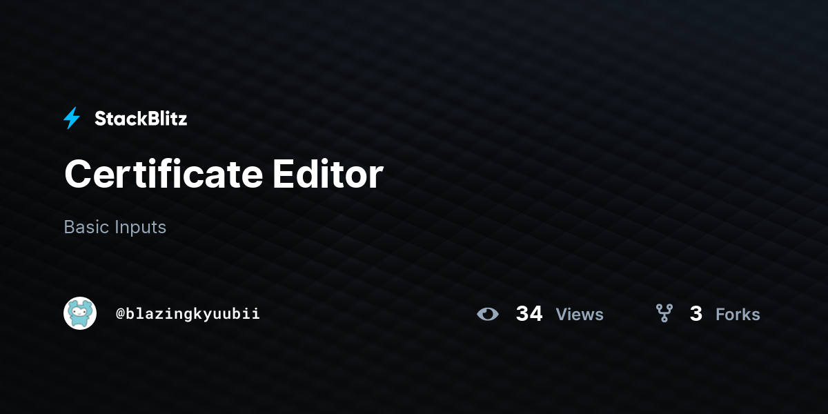 Certificate Editor - StackBlitz