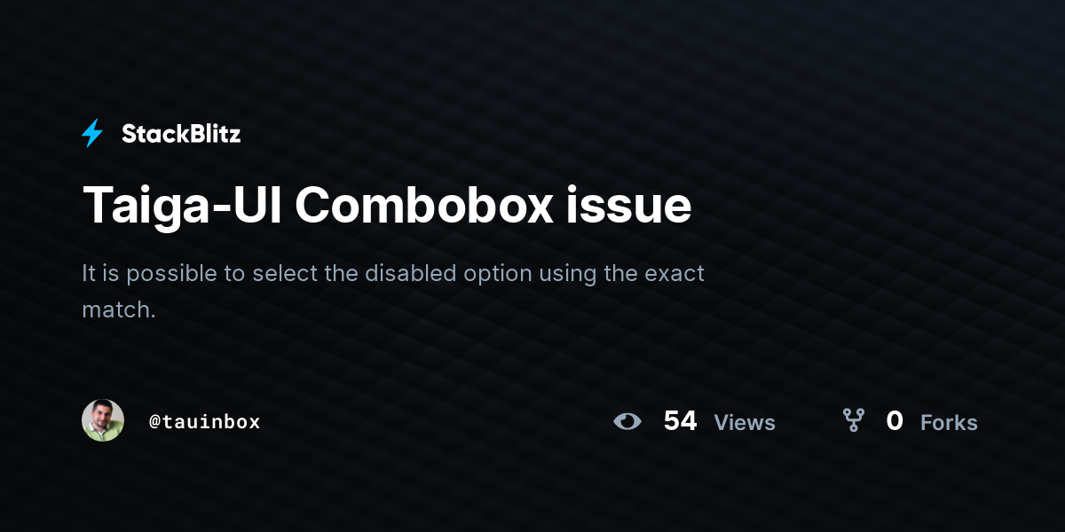 Taiga-UI Combobox issue - StackBlitz
