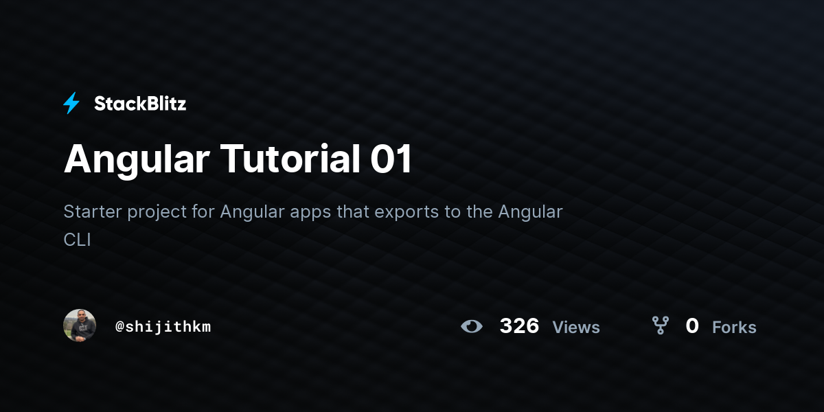 Angular Tutorial 01 - StackBlitz