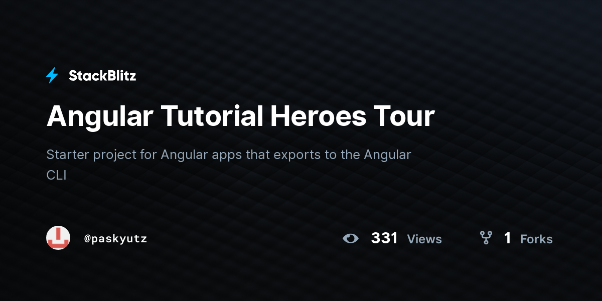 Angular Tutorial Heroes Tour - StackBlitz