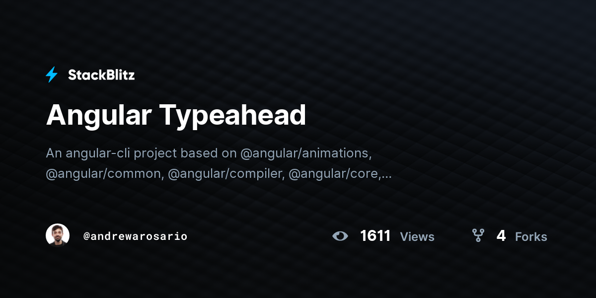 Angular Typeahead - StackBlitz