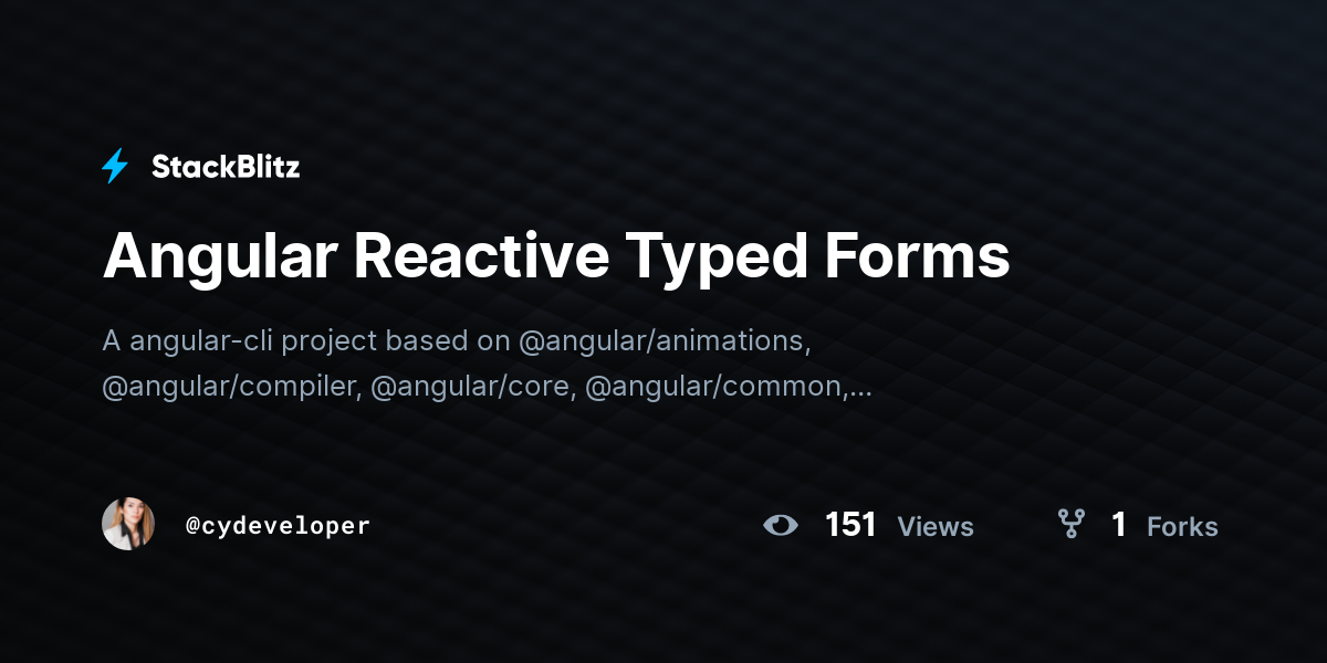 Angular Reactive Typed Forms - StackBlitz