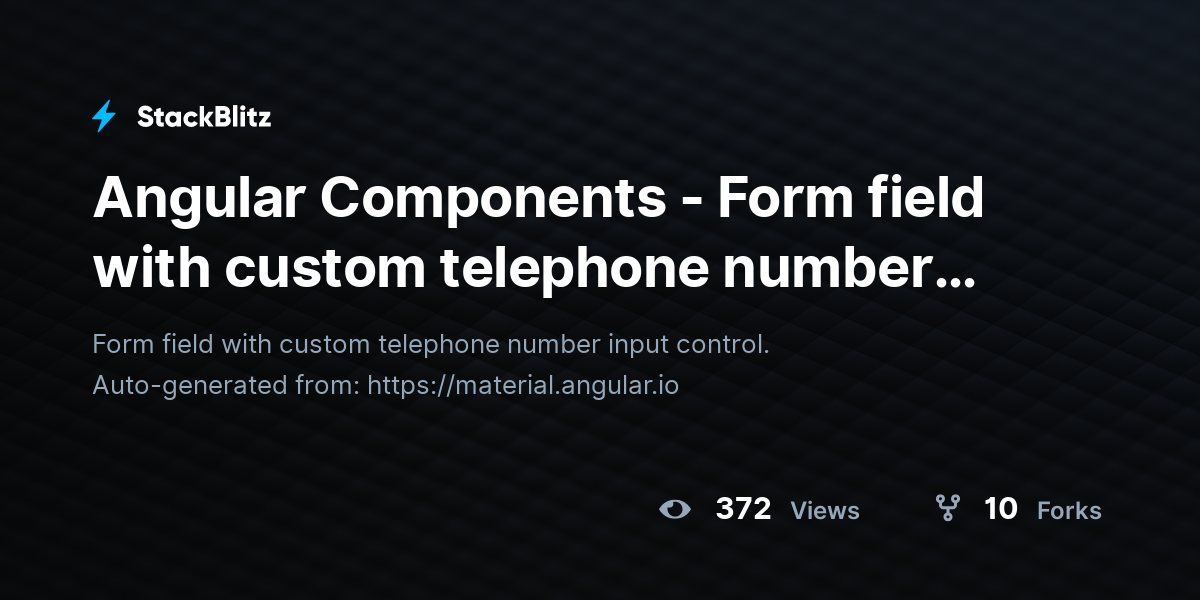 Angular Components - Form field with custom telephone number input ...