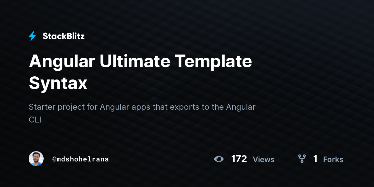 Angular Ultimate Template Syntax StackBlitz