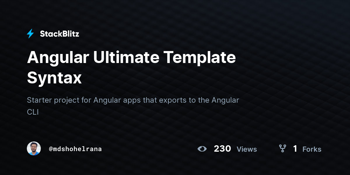 Angular Ultimate Template Syntax StackBlitz