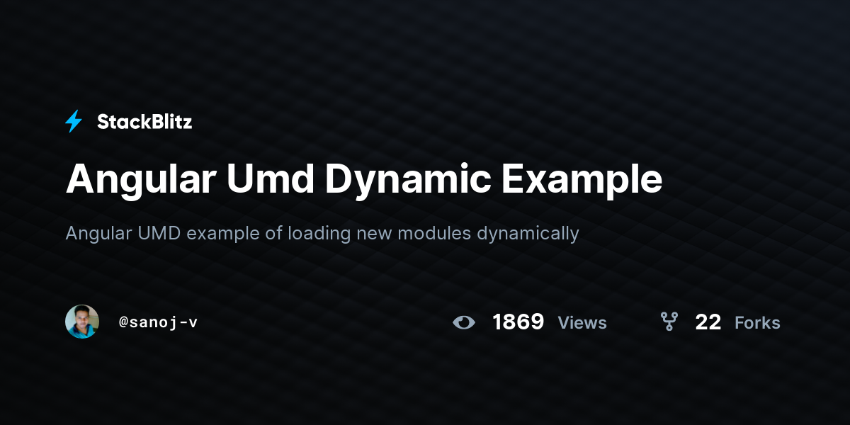 Angular Umd Dynamic Example StackBlitz