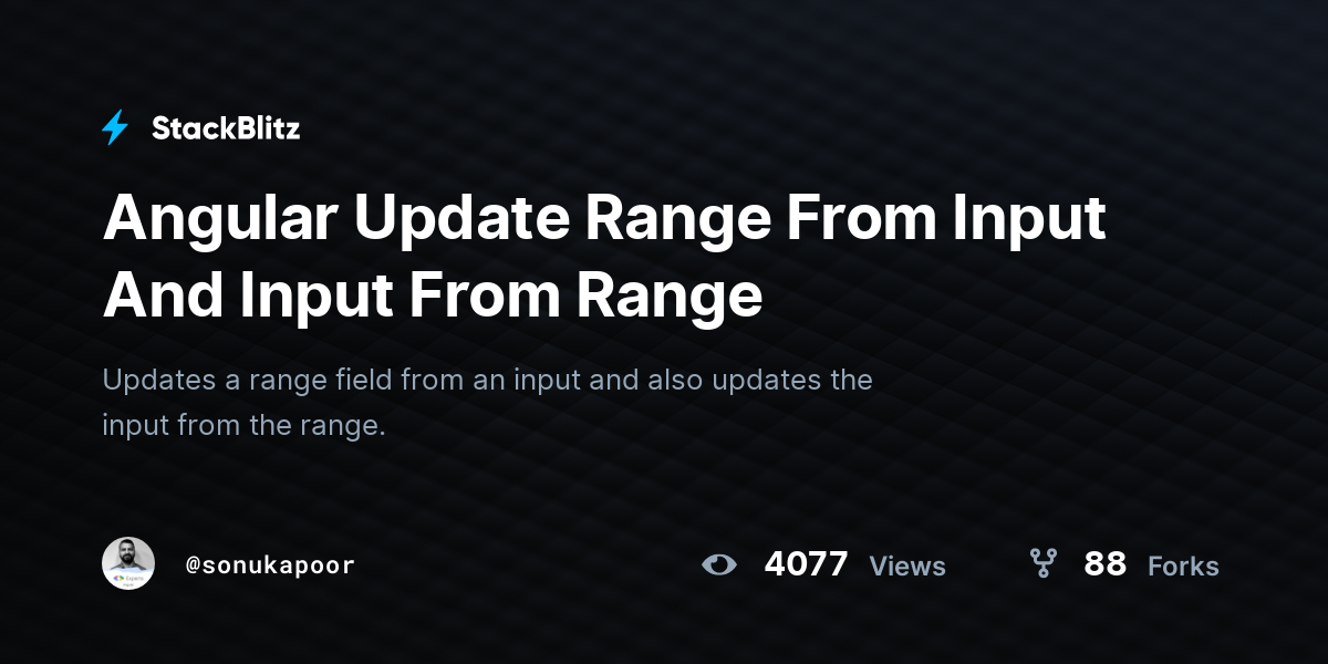 Angular Update Range From Input And Input From Range - StackBlitz