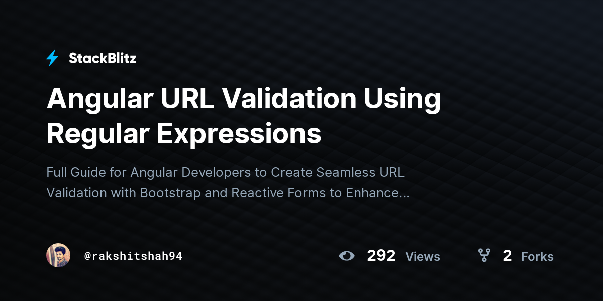 Angular URL Validation Using Regular Expressions - StackBlitz