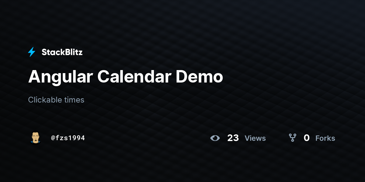 Angular Calendar Demo - StackBlitz