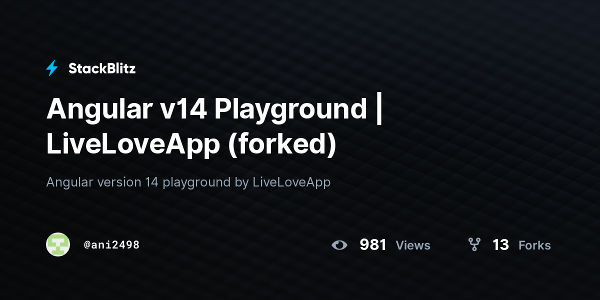 Angular v14 Playground | LiveLoveApp (forked) - StackBlitz