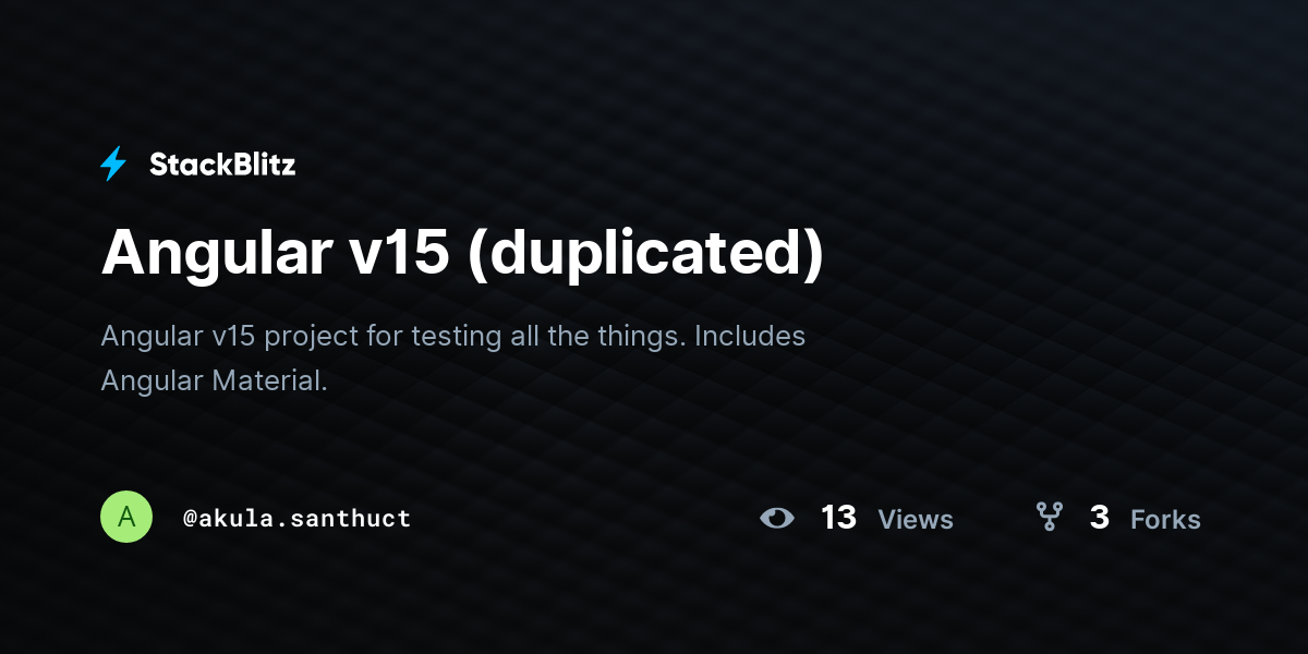 Angular v15 (duplicated) - StackBlitz
