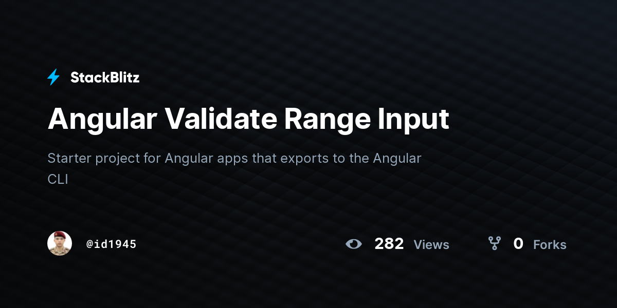 Angular Validate Range Input - StackBlitz