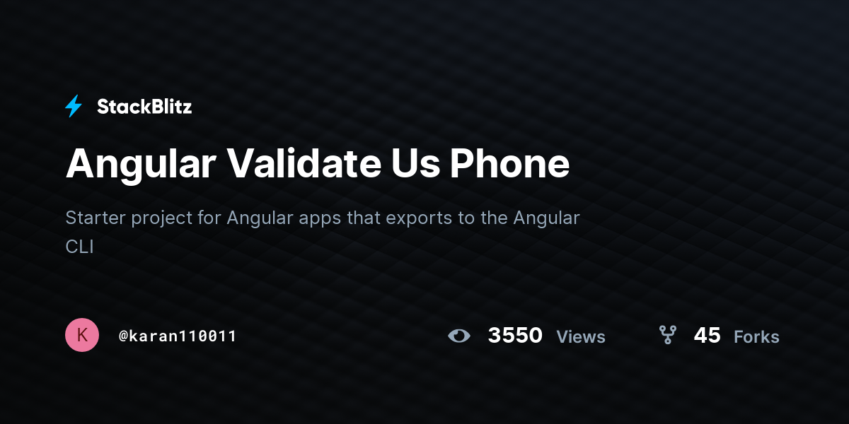 Angular Validate Us Phone - StackBlitz