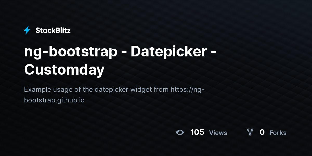 ng-bootstrap - Datepicker - Customday - StackBlitz