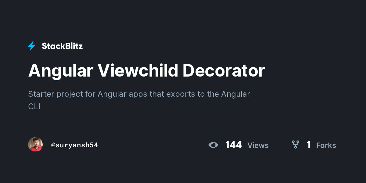 Angular Viewchild Decorator - StackBlitz