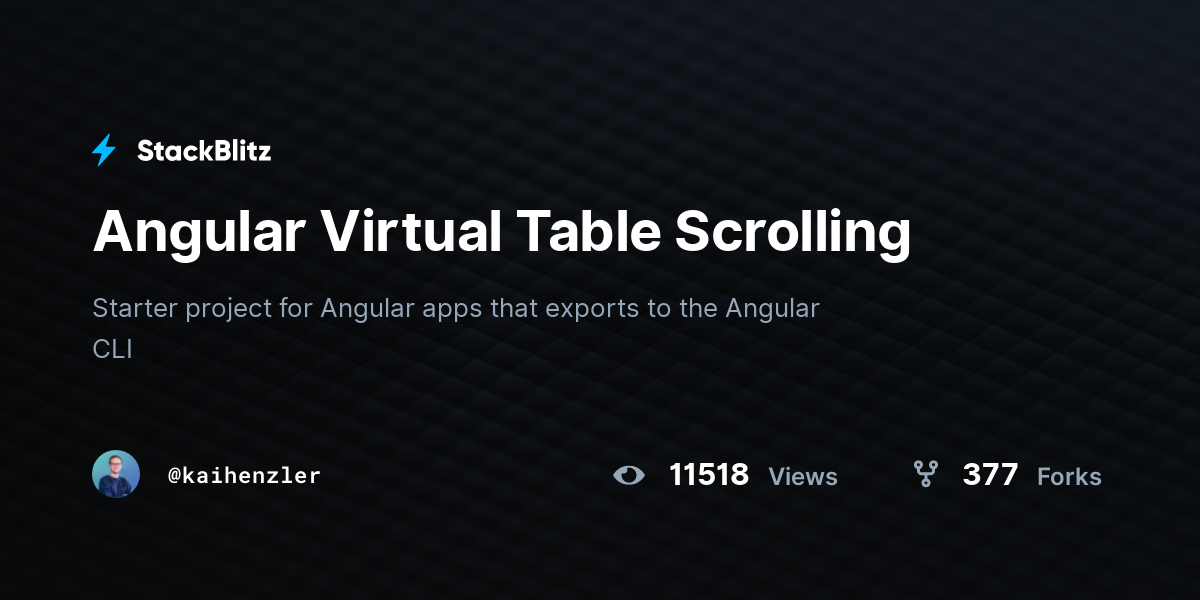 Angular Virtual Table Scrolling StackBlitz