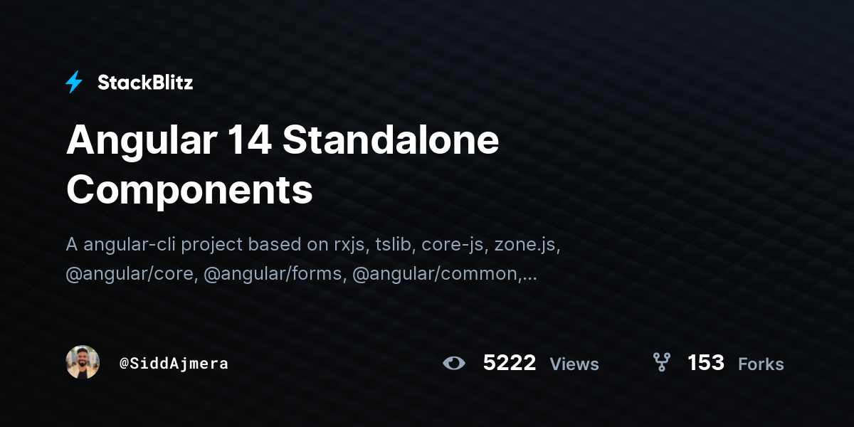 Angular 14 Standalone Components - StackBlitz