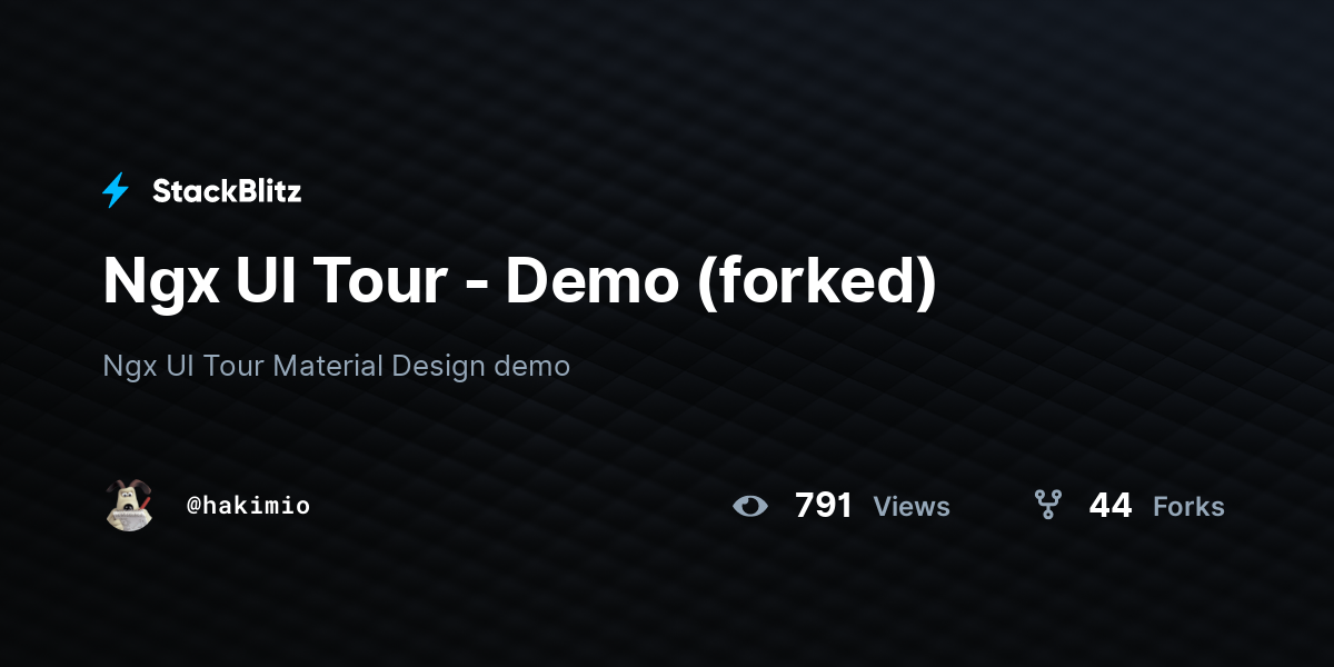 Ngx UI Tour - Demo (forked) - StackBlitz