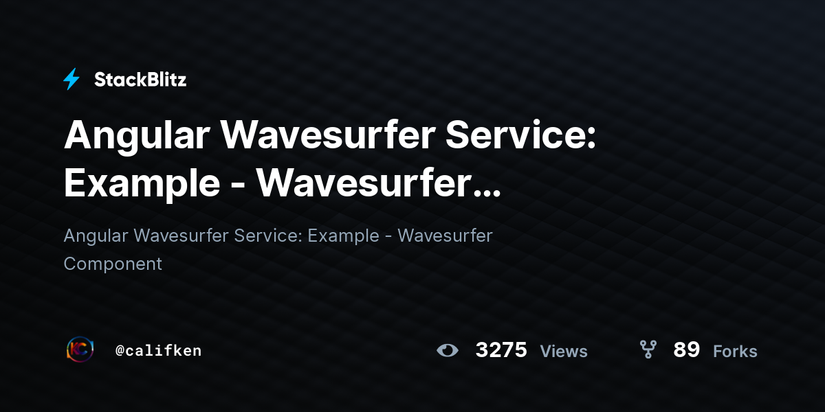 Angular Wavesurfer Service: Example - Wavesurfer Component - StackBlitz