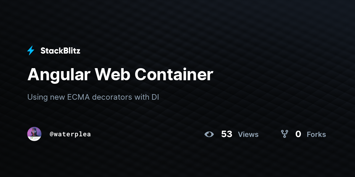 Angular Web Container - StackBlitz