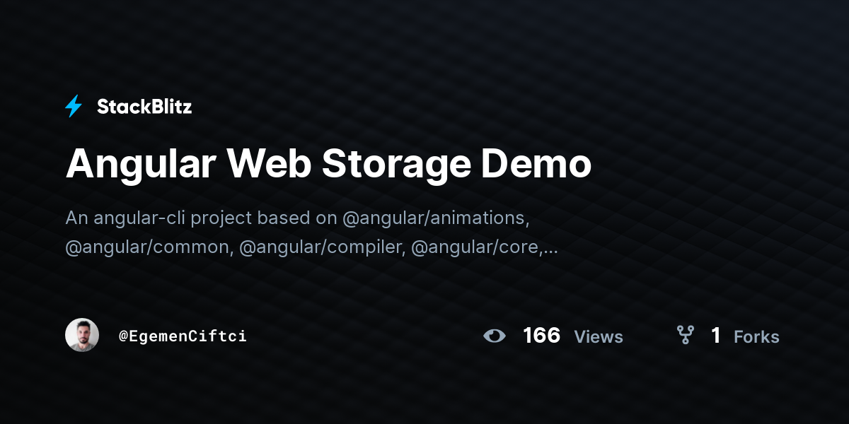 Angular Web Storage Demo - StackBlitz