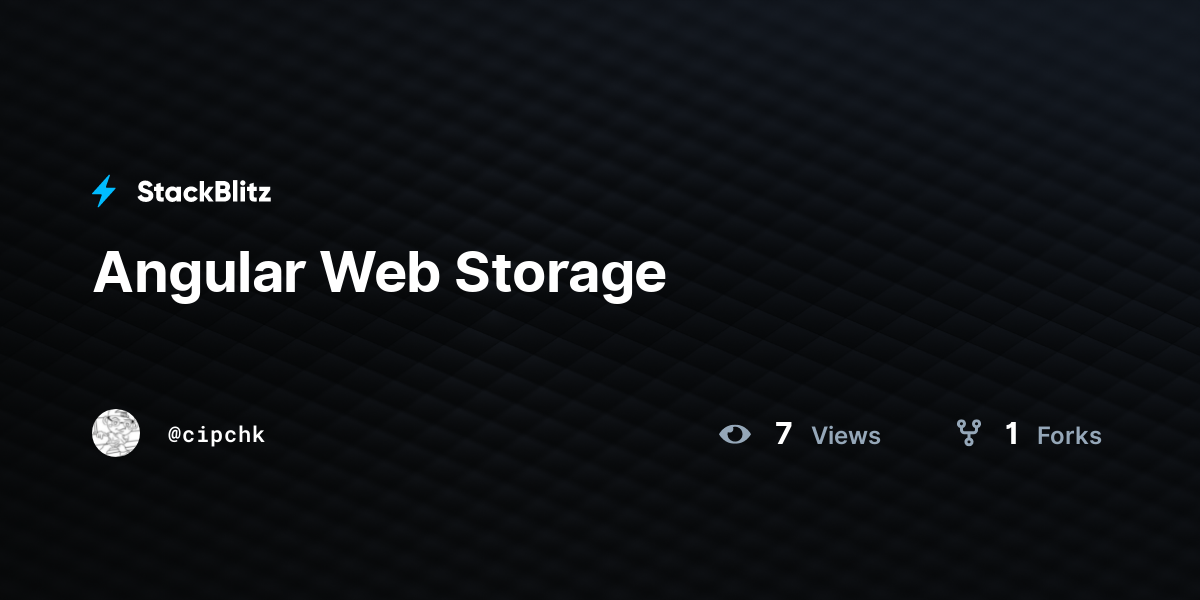 Angular Web Storage - StackBlitz