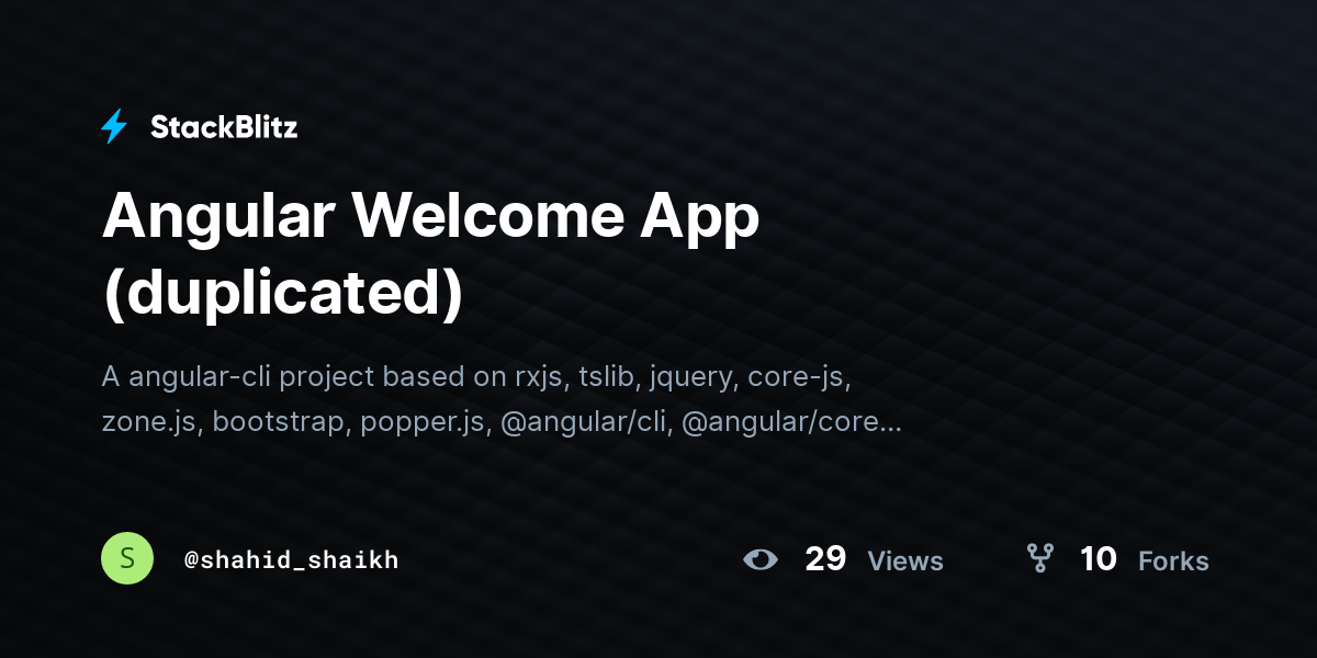 Angular Welcome App (duplicated) - StackBlitz